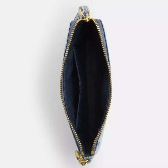 Coach Corner Zip Wristlet In Loved Denim - Picture 2 of 4